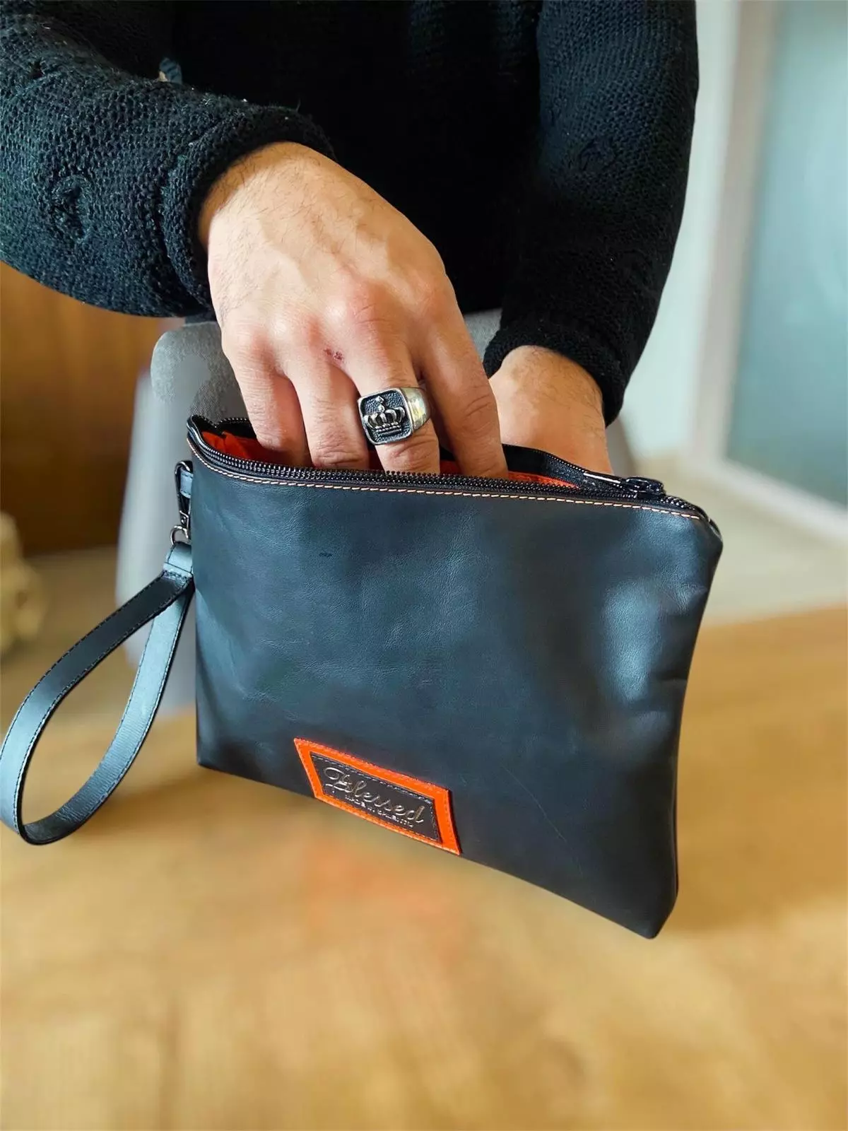Pochette da uomo artigianale Made in Salento